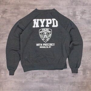 Hanes Eco Smart NYPD New York City Brooklyn Black Boxy‎ Y2K Crewneck Sweater